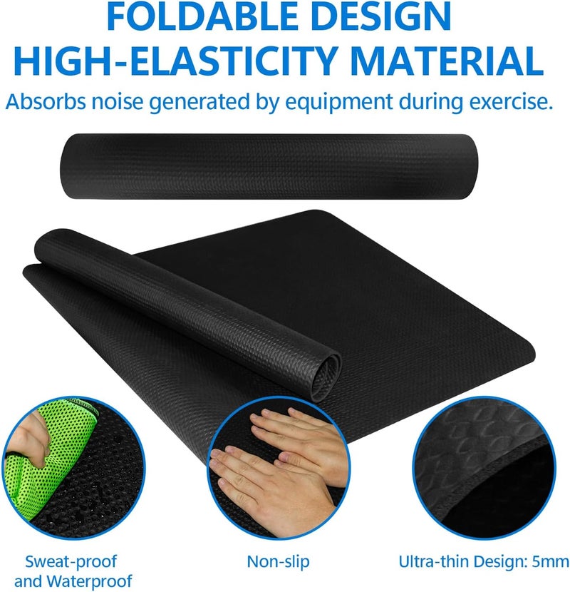 SLIPEXSAFE Treadmill Mat,Bike Mat,Stationary Bike Mat,Foldable Treadmill Mat for Hardwood Floors,Under Exercise Bike Trainer Pad for Indoor Gym Equipment Hardwood Floor Carpet Protector - Image 3